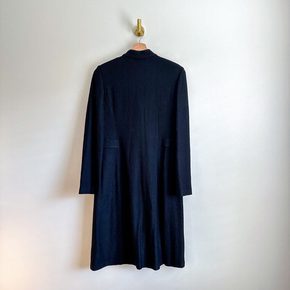 ST. JOHN Button Front Pockets Long Sleeve Dress Caviar Line 8 - Picture 3 of 16